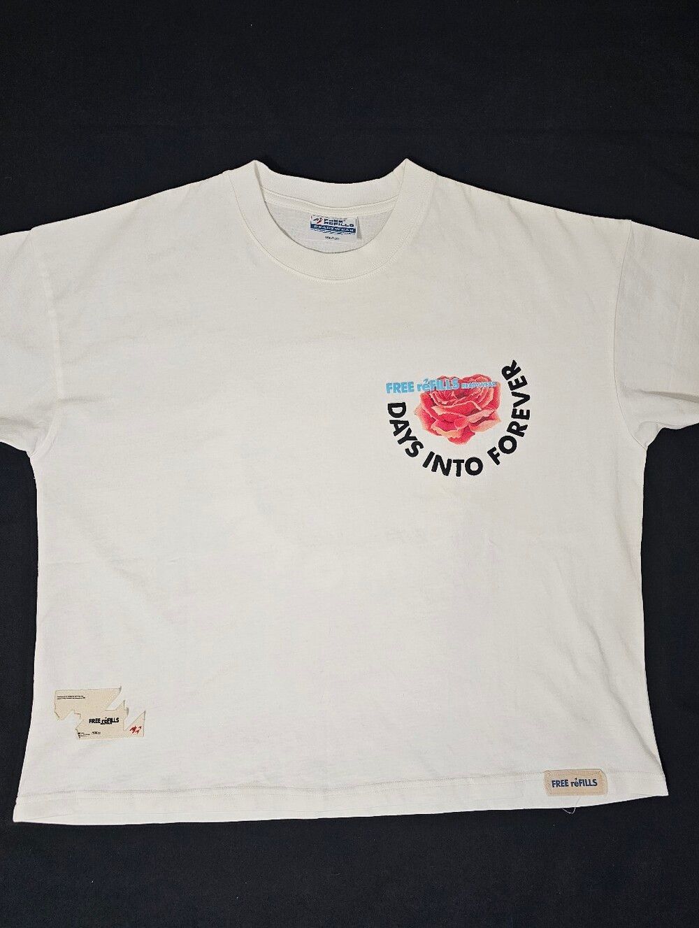 Free Refills Readywear Days Into Forever T-Shirt White Skull Rose Streetwear